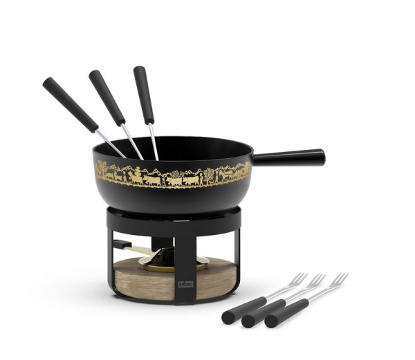 Stöckli | Käsefondue-Set Pilatus 8 Teile, Schwarz